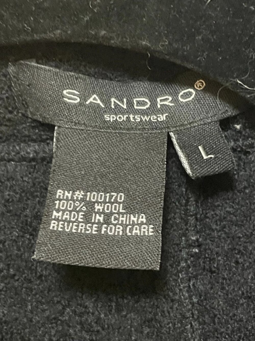 SANDRO Black 100% Wool Double Breasted Gold Button Peacoat Sz L - Picture 4 of 11